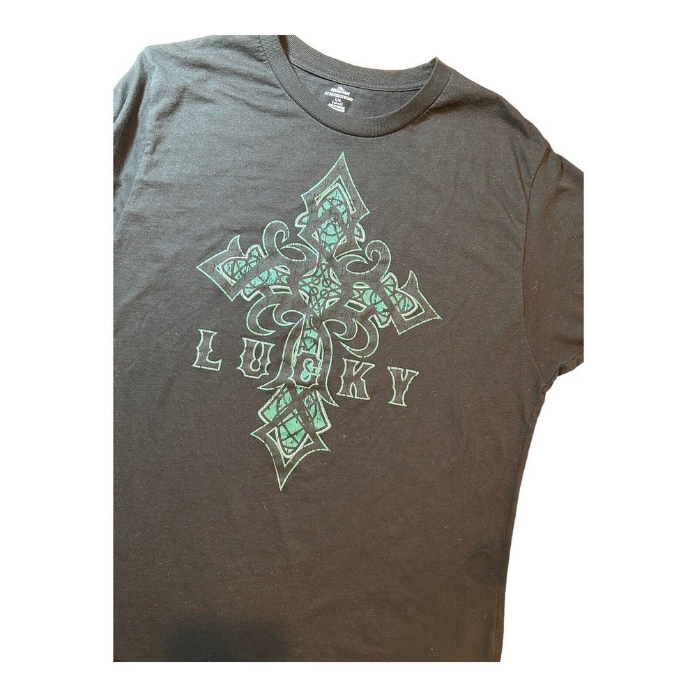 Lucky St Patrick's Day Logo Large Black T-Shirt TEE18